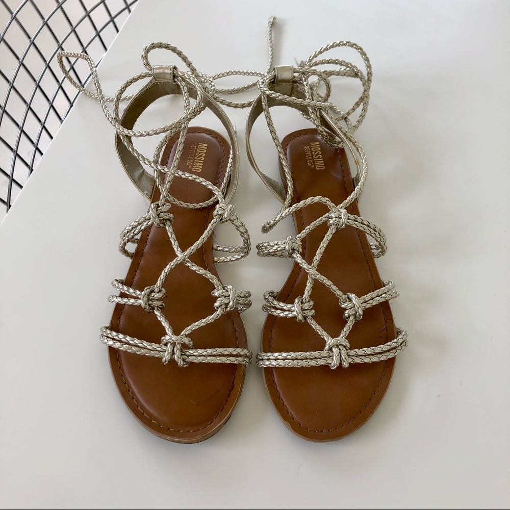 Missimo | Gold Gladiator Lace Up Sandals